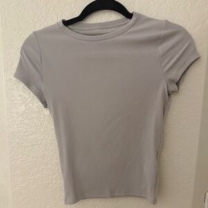 Hollister Light Gray Ribbed Short Sleeve Top